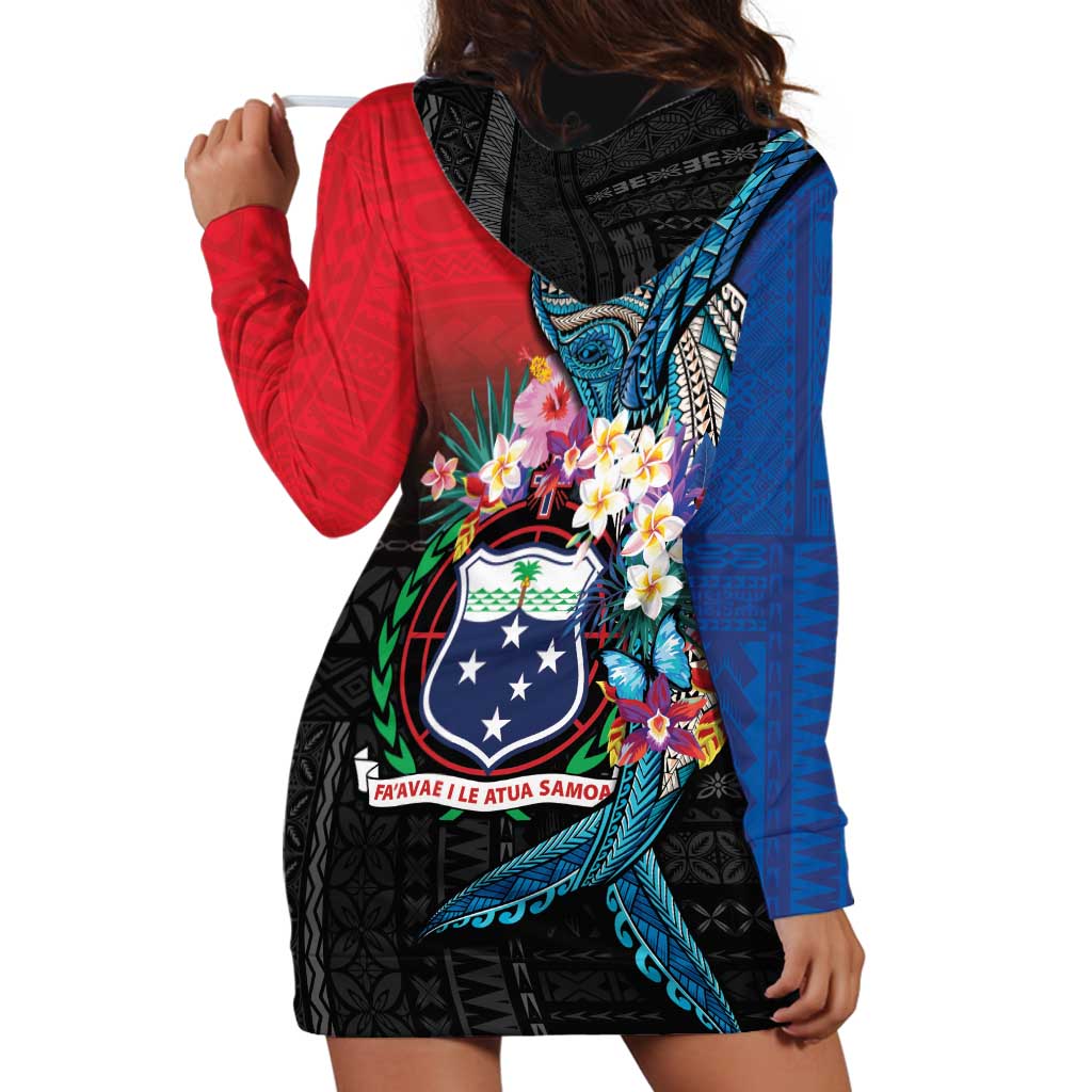 Samoa Hoodie Dress Humpback Whale Siapo Pattern
