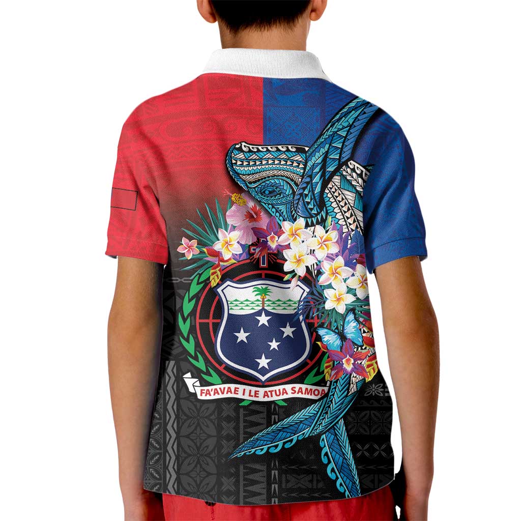 Samoa Kid Polo Shirt Humpback Whale Siapo Pattern LT05 - Polynesian Pride