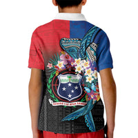 Samoa Kid Polo Shirt Humpback Whale Siapo Pattern LT05 - Polynesian Pride