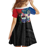Samoa Kid Short Sleeve Dress Humpback Whale Siapo Pattern LT05 - Polynesian Pride