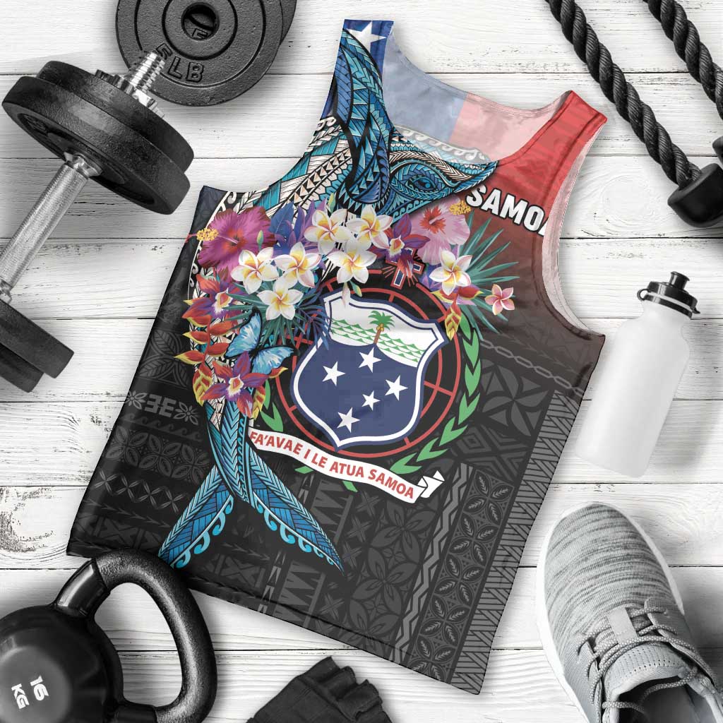 Samoa Men Tank Top Humpback Whale Siapo Pattern
