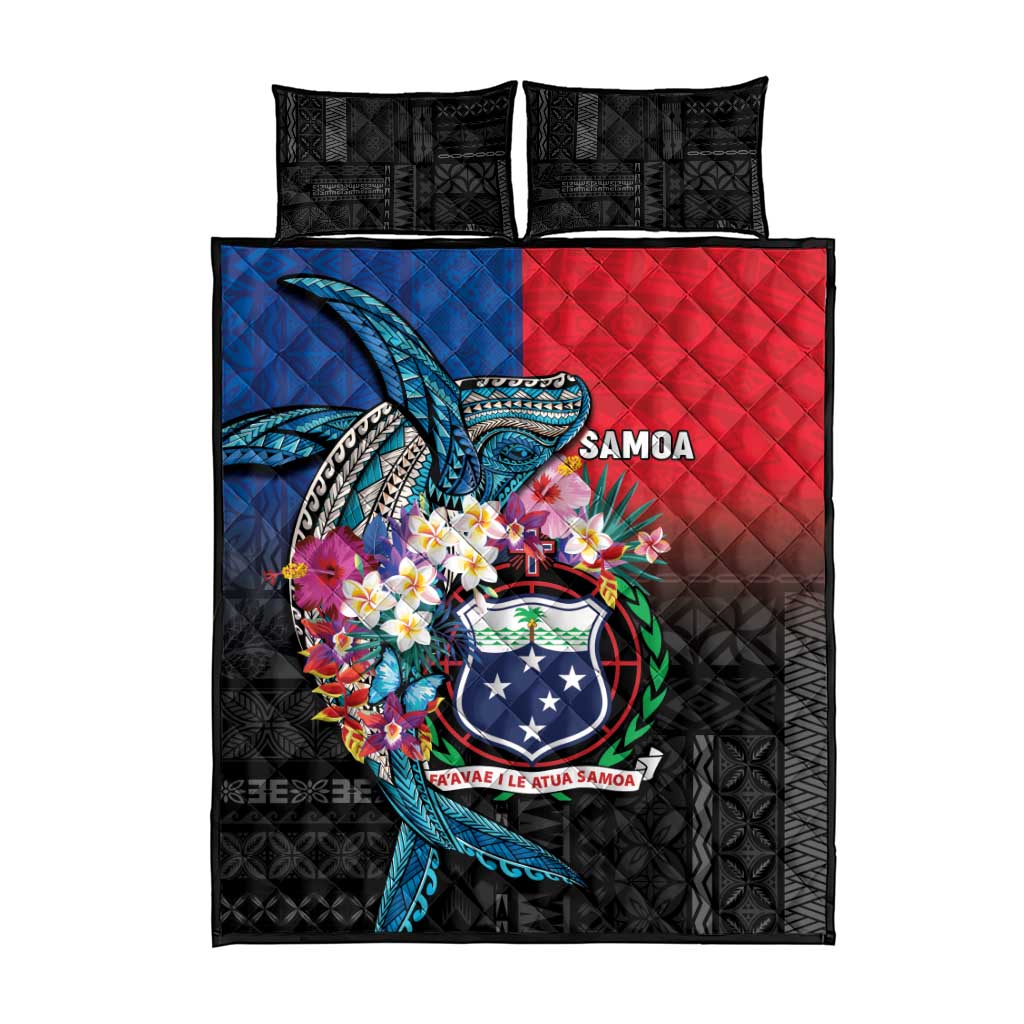 Samoa Quilt Bed Set Humpback Whale Siapo Pattern LT05 - Polynesian Pride