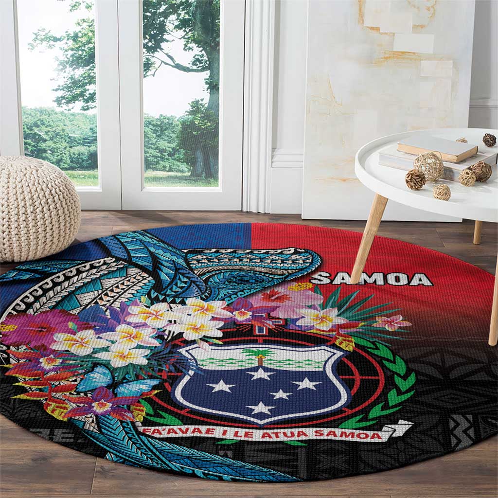 Samoa Round Carpet Humpback Whale Siapo Pattern