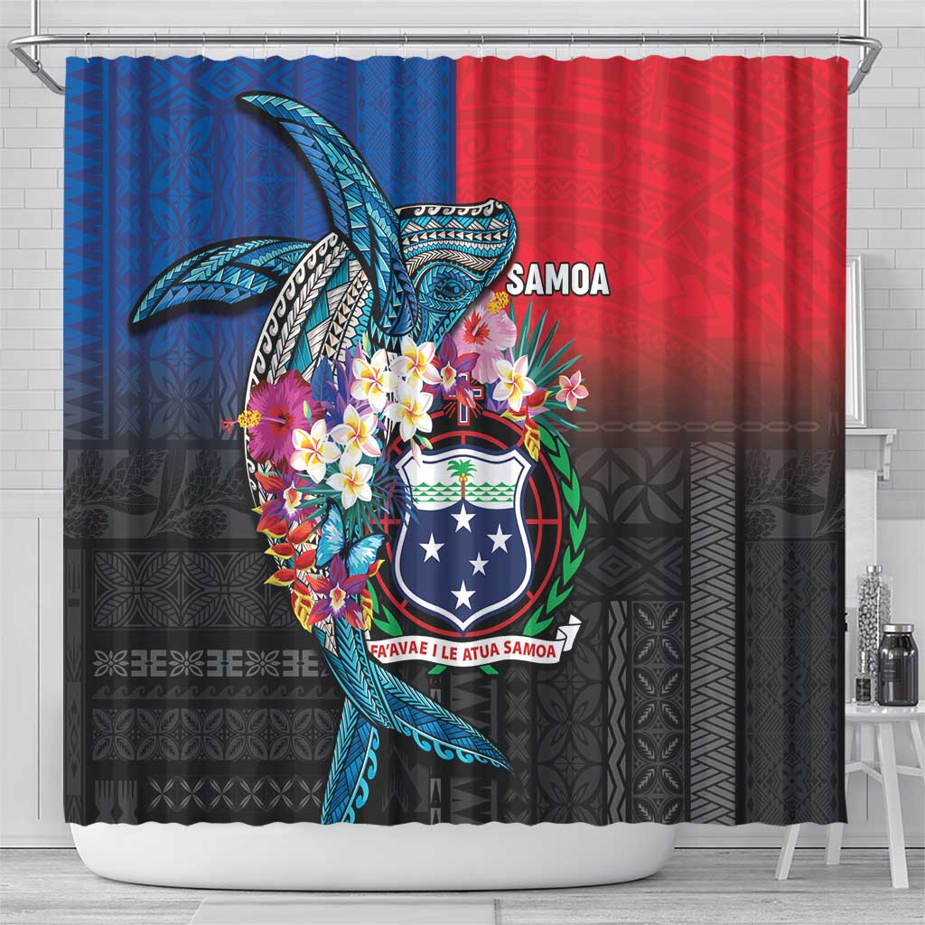 Samoa Shower Curtain Humpback Whale Siapo Pattern