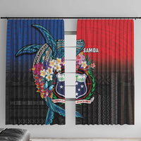 Samoa Window Curtain Humpback Whale Siapo Pattern LT05 With Hooks Blue - Polynesian Pride