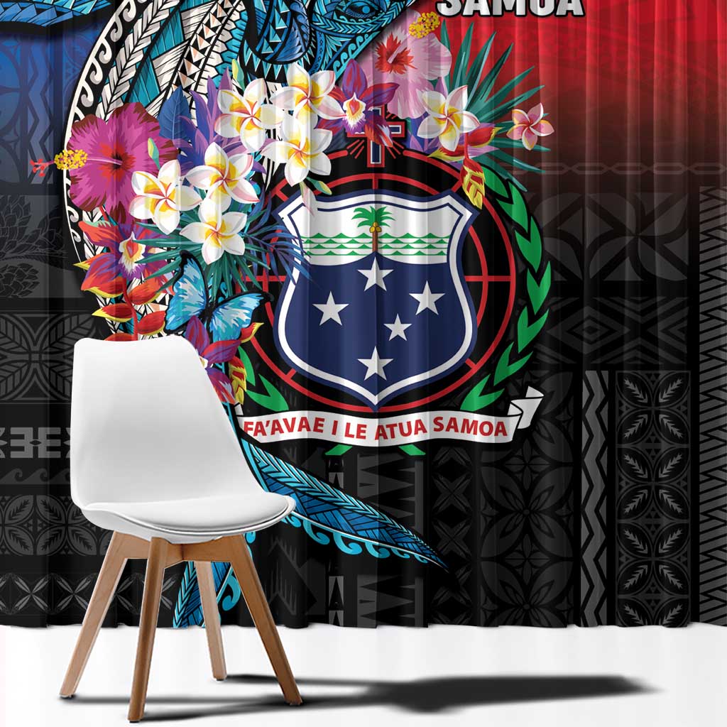 Samoa Window Curtain Humpback Whale Siapo Pattern LT05 - Polynesian Pride