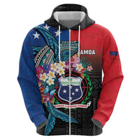 Samoa Zip Hoodie Humpback Whale Siapo Pattern LT05 - Polynesian Pride