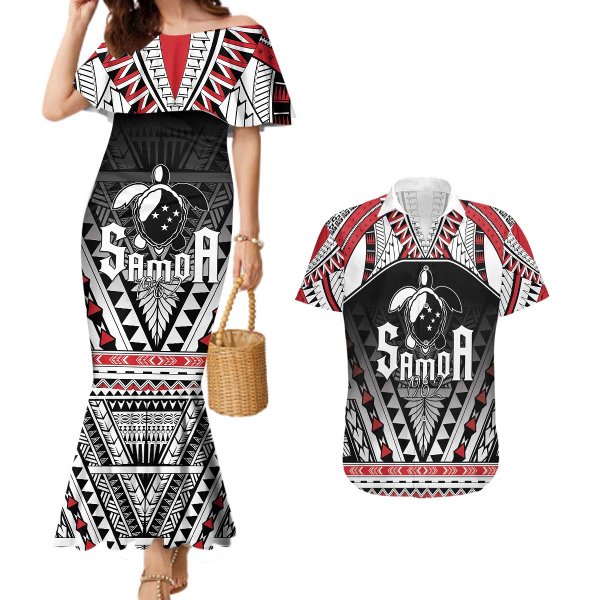 Samoa Independence Day Couples Matching Mermaid Dress and Hawaiian Shirt Proud To Be Samoan LT05 Black - Polynesian Pride