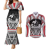 Samoa Independence Day Couples Matching Mermaid Dress and Long Sleeve Button Shirt Proud To Be Samoan LT05 Black - Polynesian Pride