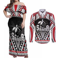 Samoa Independence Day Couples Matching Off Shoulder Maxi Dress and Long Sleeve Button Shirt Proud To Be Samoan LT05 Black - Polynesian Pride