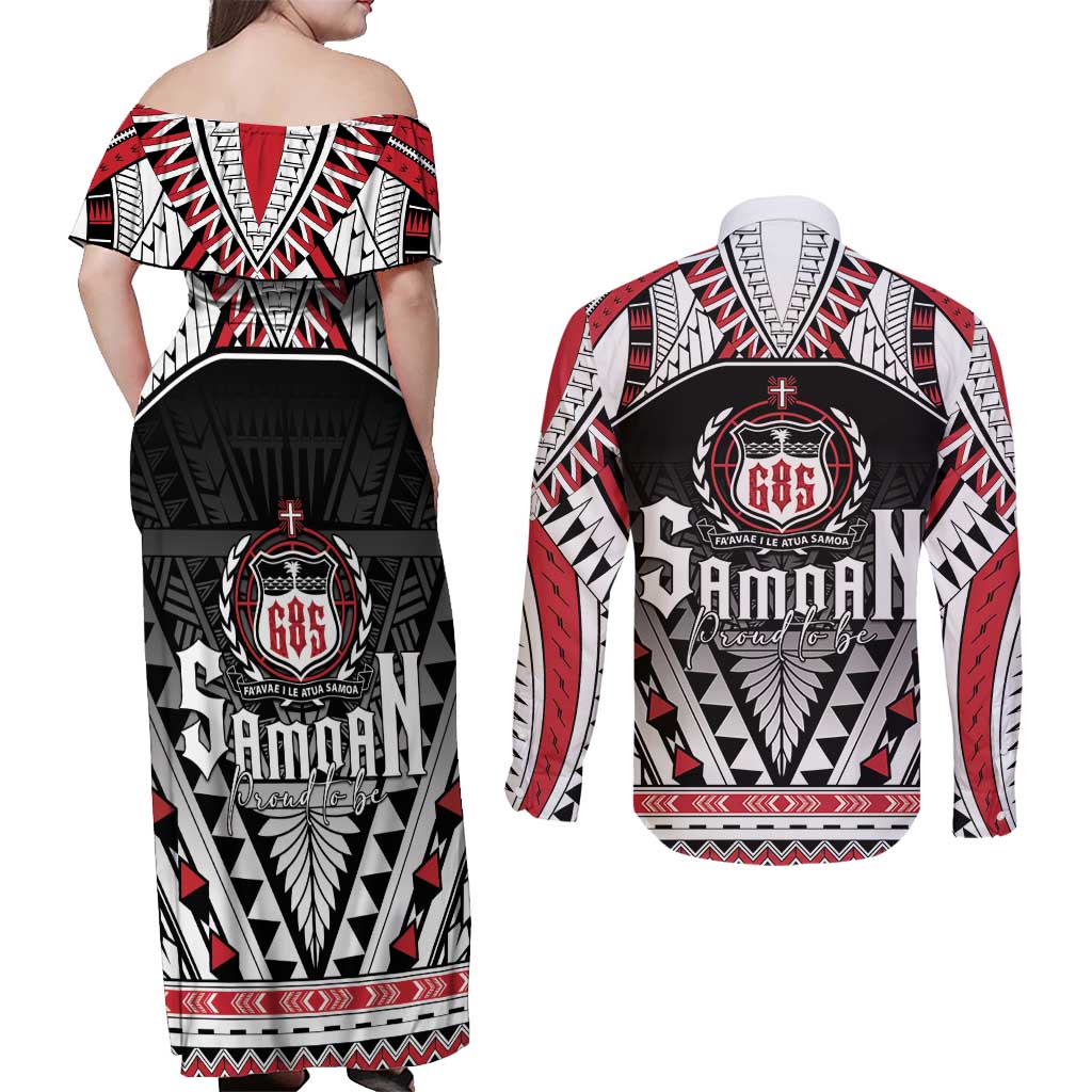 Samoa Independence Day Couples Matching Off Shoulder Maxi Dress and Long Sleeve Button Shirt Proud To Be Samoan LT05 - Polynesian Pride