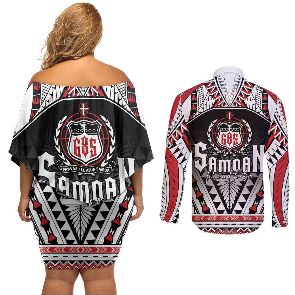 Samoa Independence Day Couples Matching Off Shoulder Short Dress and Long Sleeve Button Shirt Proud To Be Samoan LT05 - Polynesian Pride