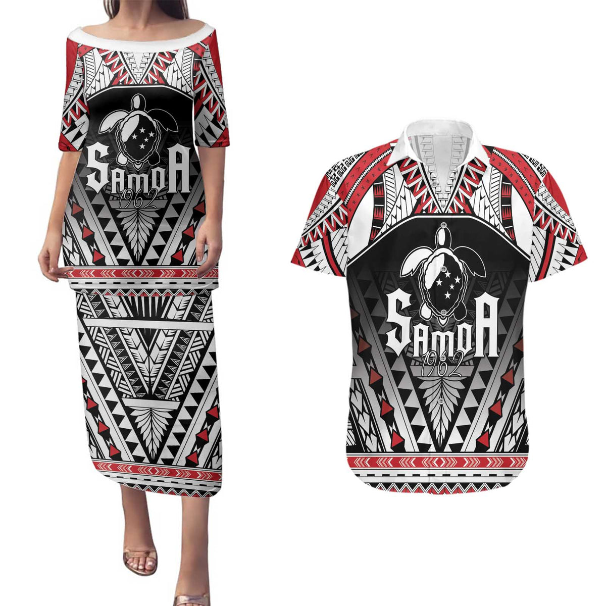 Samoa Independence Day Couples Matching Puletasi and Hawaiian Shirt Proud To Be Samoan LT05 Black - Polynesian Pride