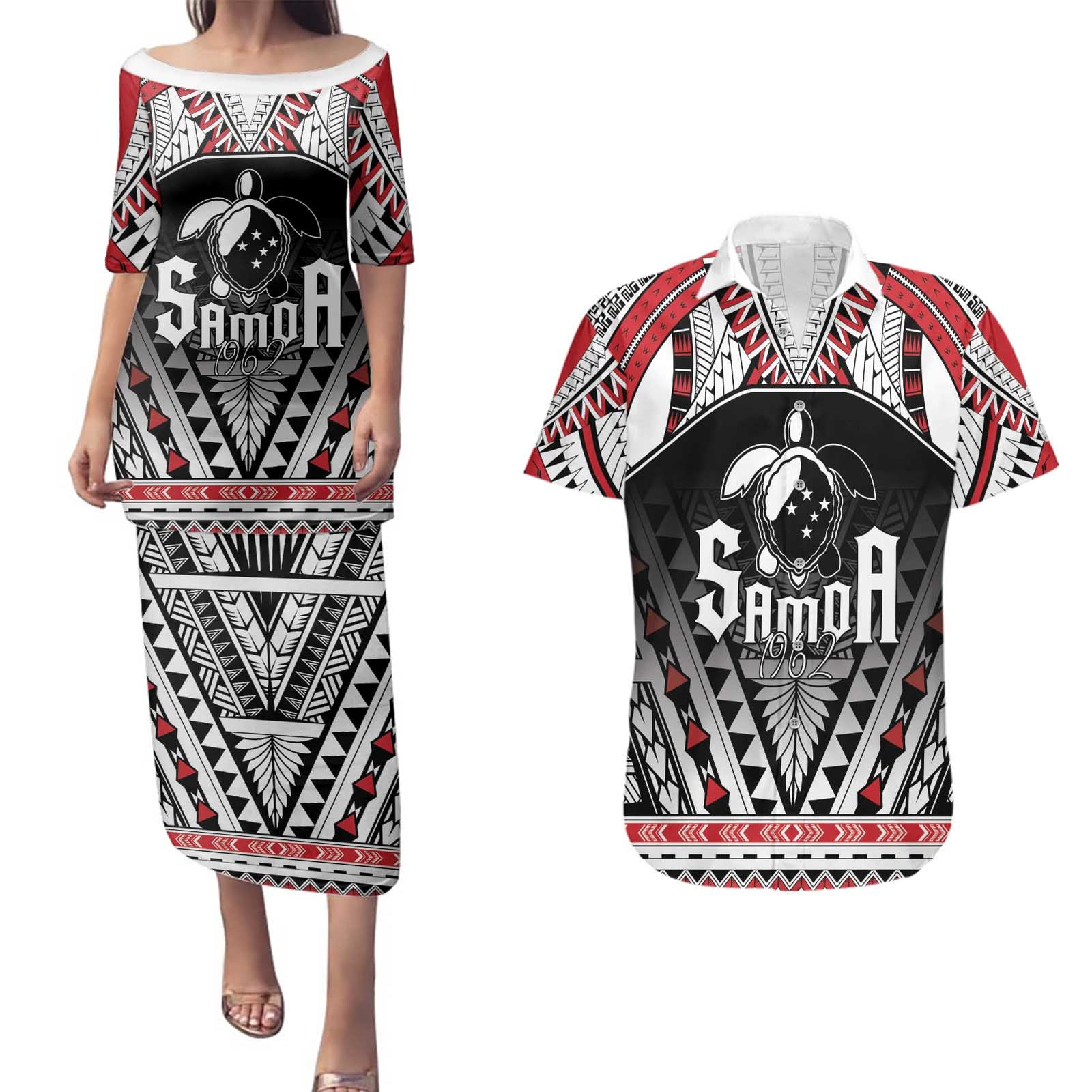 Samoa Independence Day Couples Matching Puletasi and Hawaiian Shirt Proud To Be Samoan LT05 Black - Polynesian Pride