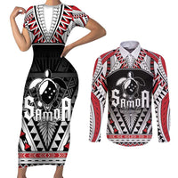 Samoa Independence Day Couples Matching Short Sleeve Bodycon Dress and Long Sleeve Button Shirt Proud To Be Samoan LT05 Black - Polynesian Pride