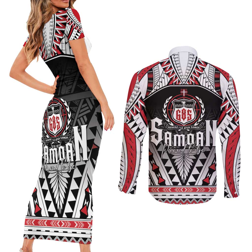 Samoa Independence Day Couples Matching Short Sleeve Bodycon Dress and Long Sleeve Button Shirt Proud To Be Samoan LT05 - Polynesian Pride