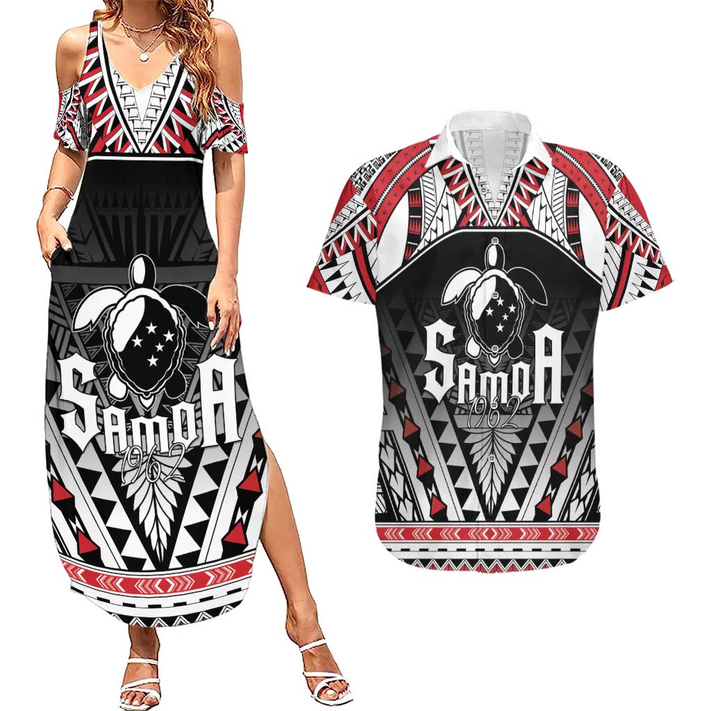 Samoa Independence Day Couples Matching Summer Maxi Dress and Hawaiian Shirt Proud To Be Samoan LT05 Black - Polynesian Pride