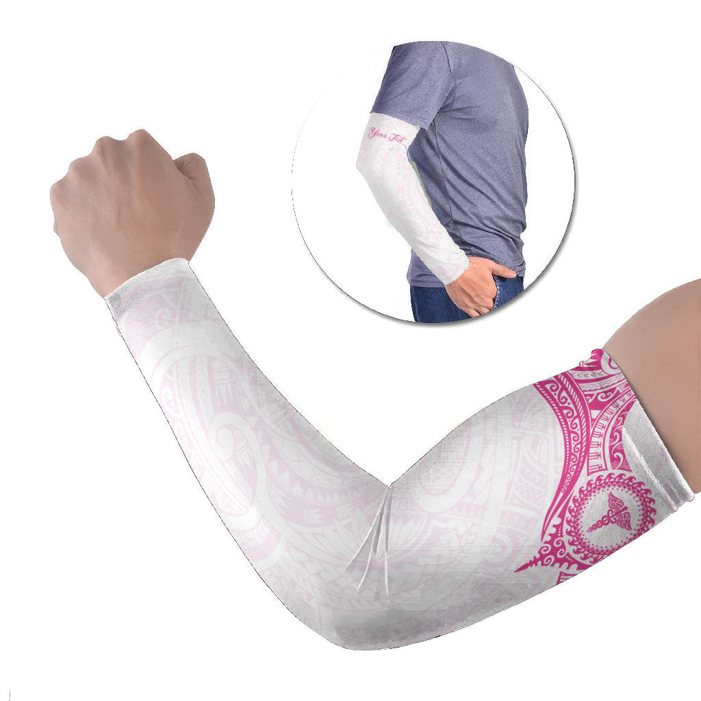 Personalised New Zealand Aotearoa Arm Sleeves Nurse Tribal Pink Version LT05 Set of 2 Pink - Polynesian Pride