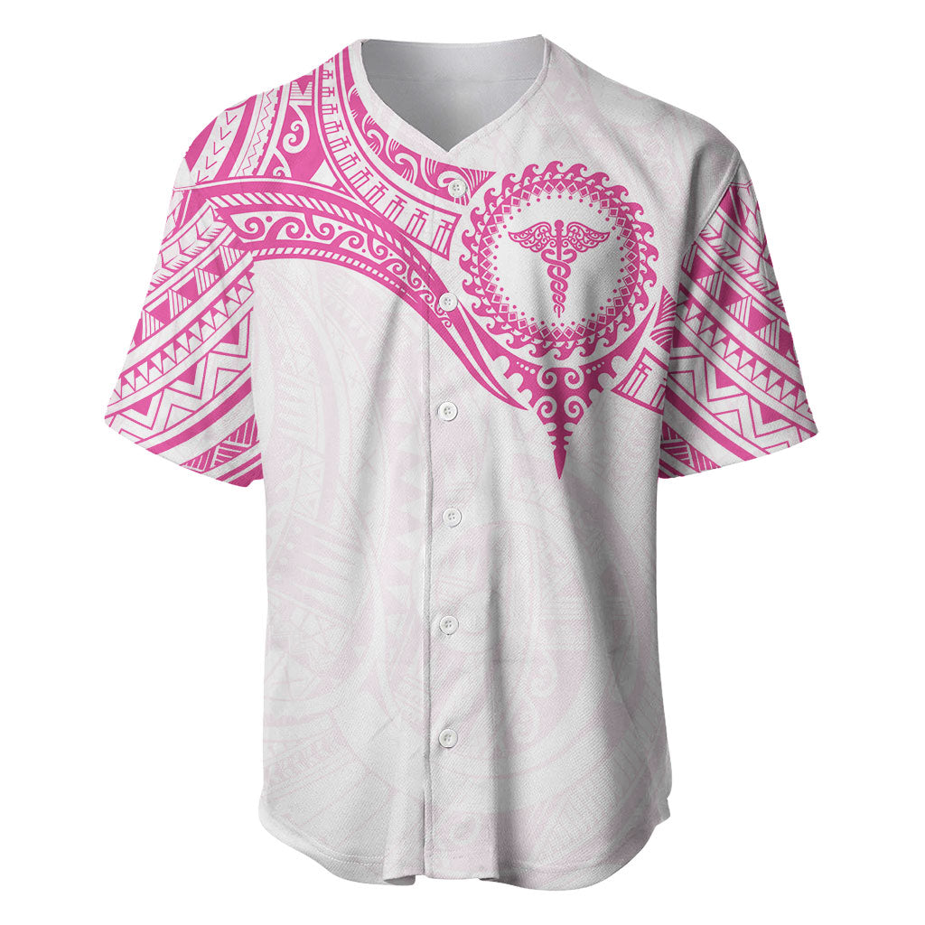 Personalised New Zealand Aotearoa Baseball Jersey Nurse Tribal Pink Version LT05 Pink - Polynesian Pride