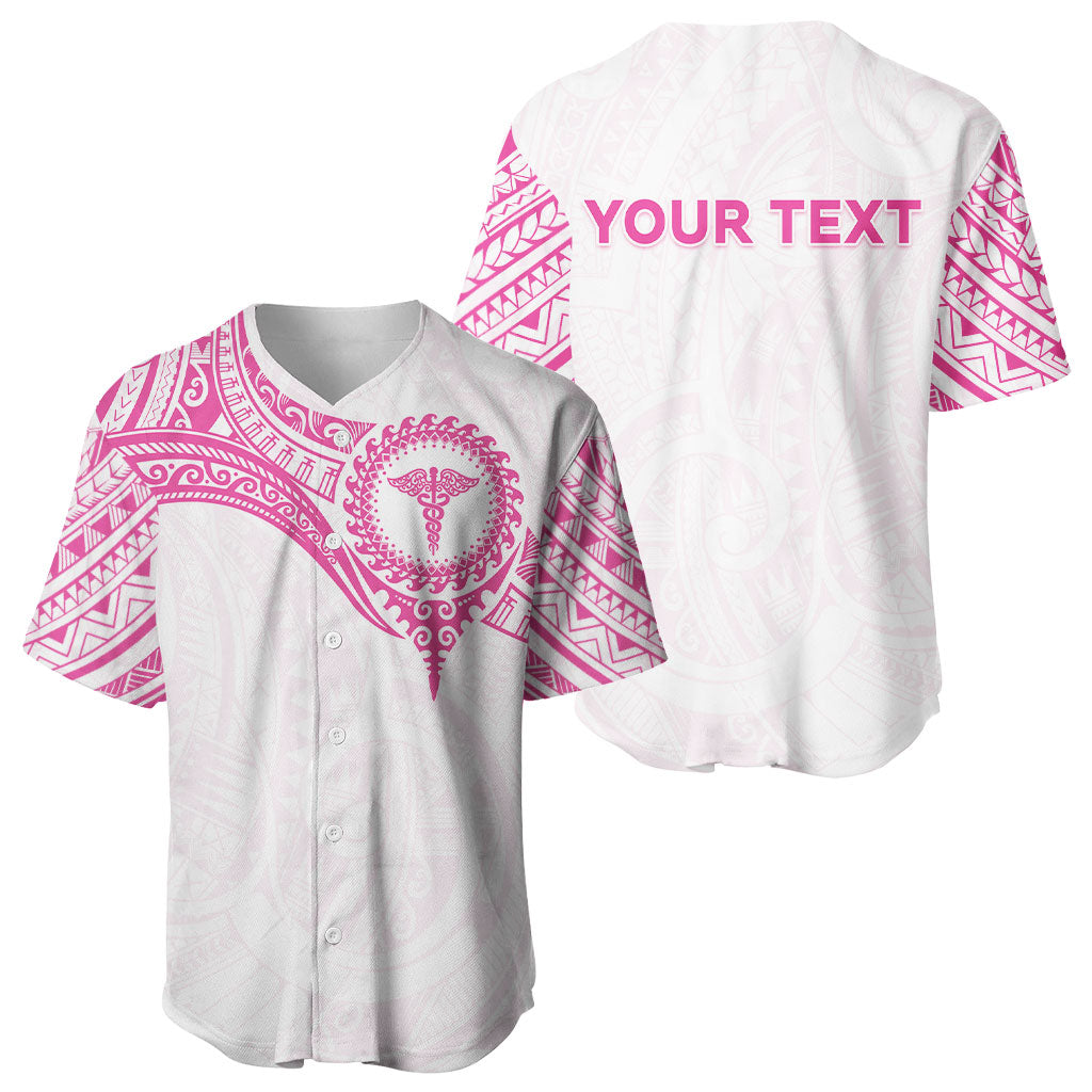 Personalised New Zealand Aotearoa Baseball Jersey Nurse Tribal Pink Version LT05 - Polynesian Pride