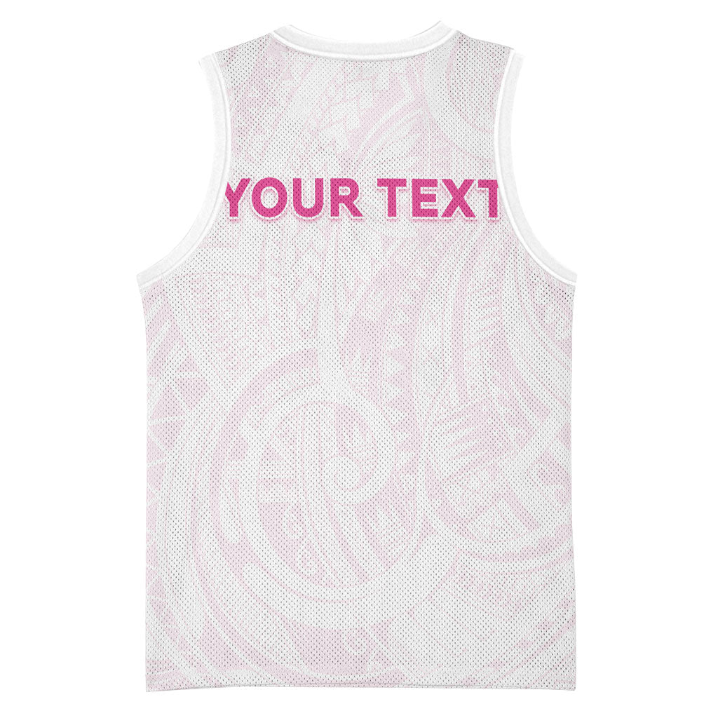 Personalised New Zealand Aotearoa Basketball Jersey Nurse Tribal Pink Version LT05 - Polynesian Pride