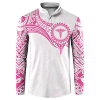 Personalised New Zealand Aotearoa Button Sweatshirt Nurse Tribal Pink Version LT05 Pink - Polynesian Pride