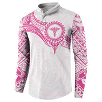 Personalised New Zealand Aotearoa Button Sweatshirt Nurse Tribal Pink Version LT05 - Polynesian Pride