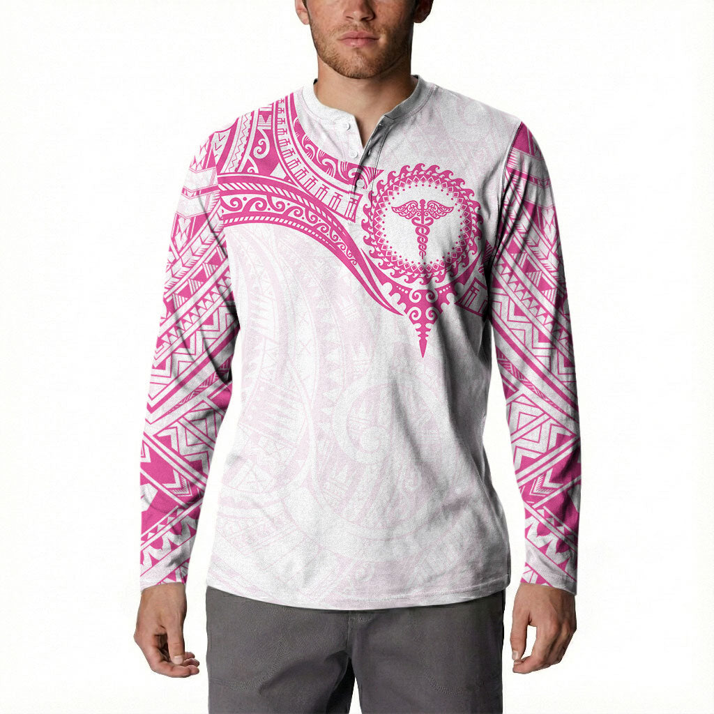 Personalised New Zealand Aotearoa Button Sweatshirt Nurse Tribal Pink Version LT05 - Polynesian Pride