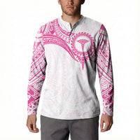 Personalised New Zealand Aotearoa Button Sweatshirt Nurse Tribal Pink Version LT05 - Polynesian Pride