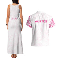 Personalised New Zealand Aotearoa Couples Matching Tank Maxi Dress and Hawaiian Shirt Nurse Tribal Pink Version