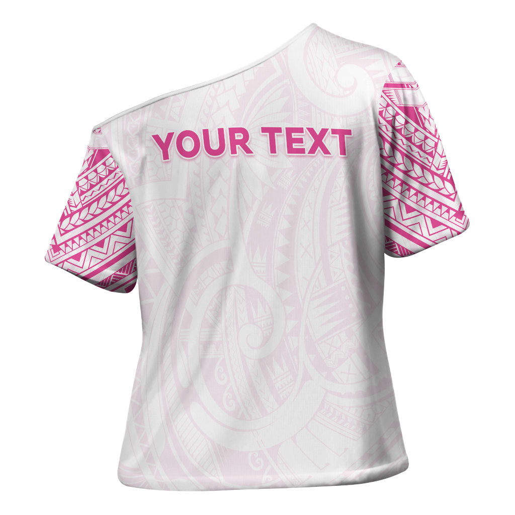 Personalised New Zealand Aotearoa Cross Shoulder Shirt Nurse Tribal Pink Version