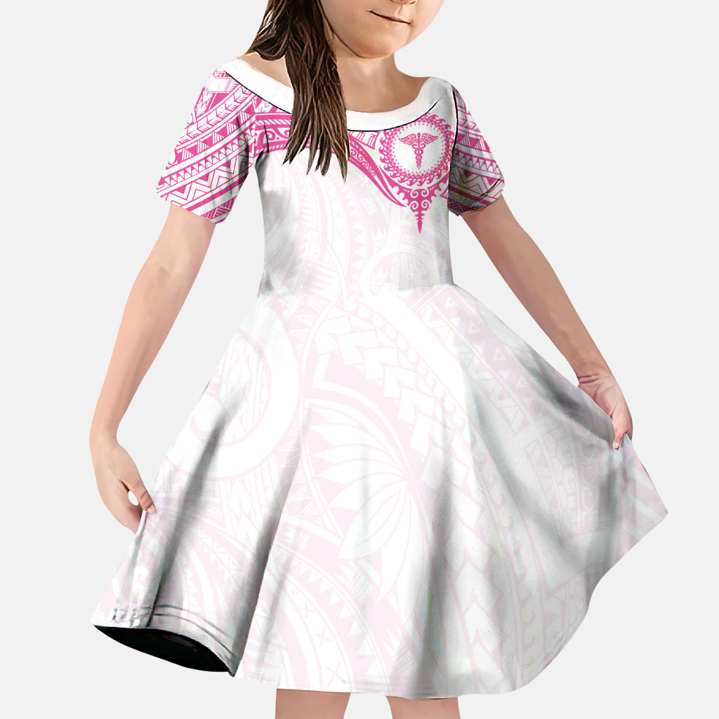 Personalised New Zealand Aotearoa Family Matching Mermaid Dress and Hawaiian Shirt Nurse Tribal Pink Version