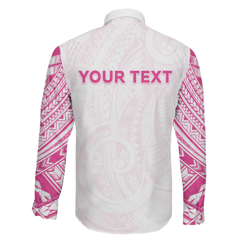 Personalised New Zealand Aotearoa Family Matching Off The Shoulder Long Sleeve Dress and Hawaiian Shirt Nurse Tribal Pink Version