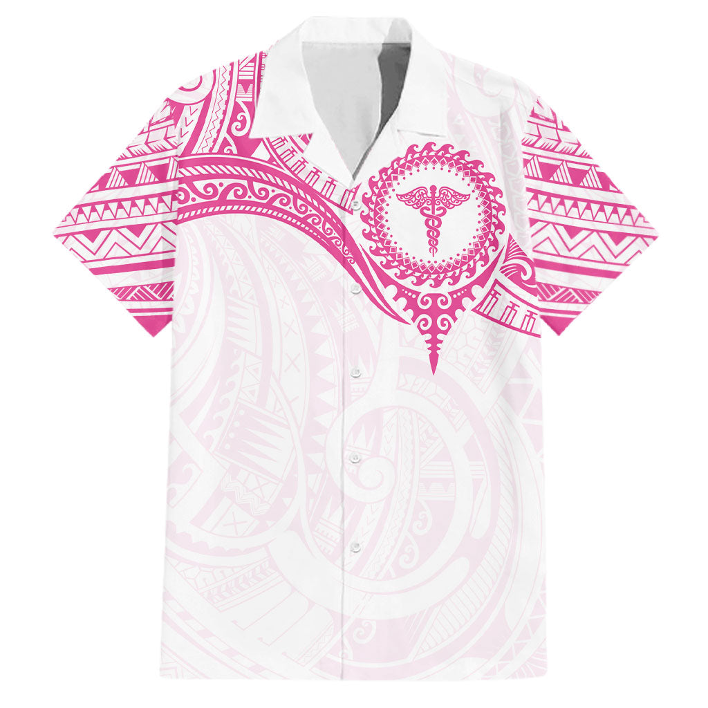 Personalised New Zealand Aotearoa Family Matching Off Shoulder Maxi Dress and Hawaiian Shirt Nurse Tribal Pink Version