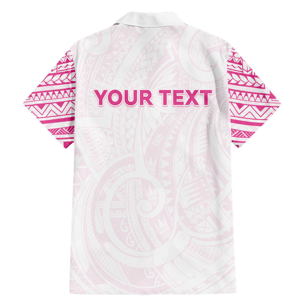 Personalised New Zealand Aotearoa Family Matching Off Shoulder Short Dress and Hawaiian Shirt Nurse Tribal Pink Version