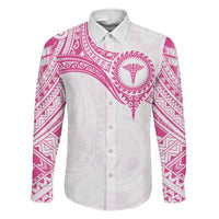 Personalised New Zealand Aotearoa Family Matching Short Sleeve Bodycon Dress and Hawaiian Shirt Nurse Tribal Pink Version