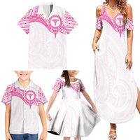 Personalised New Zealand Aotearoa Family Matching Summer Maxi Dress and Hawaiian Shirt Nurse Tribal Pink Version