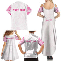 Personalised New Zealand Aotearoa Family Matching Summer Maxi Dress and Hawaiian Shirt Nurse Tribal Pink Version