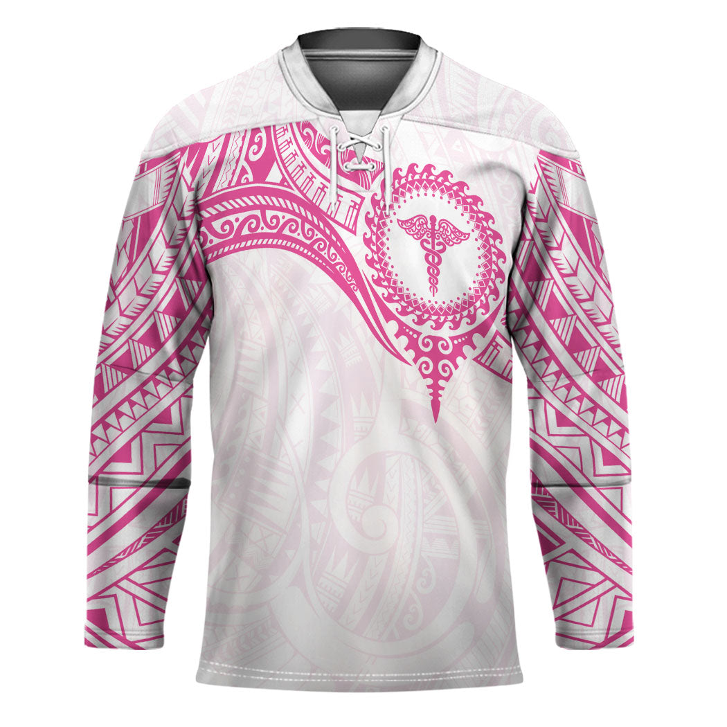 Personalised New Zealand Aotearoa Hockey Jersey Nurse Tribal Pink Version LT05 Unisex Pink - Polynesian Pride
