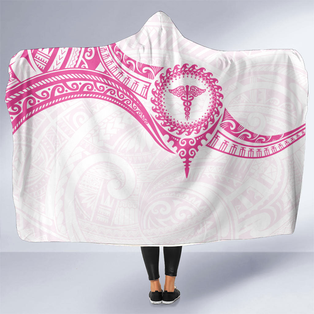 New Zealand Aotearoa Hooded Blanket Nurse Tribal Pink Version LT05 One Size Pink - Polynesian Pride