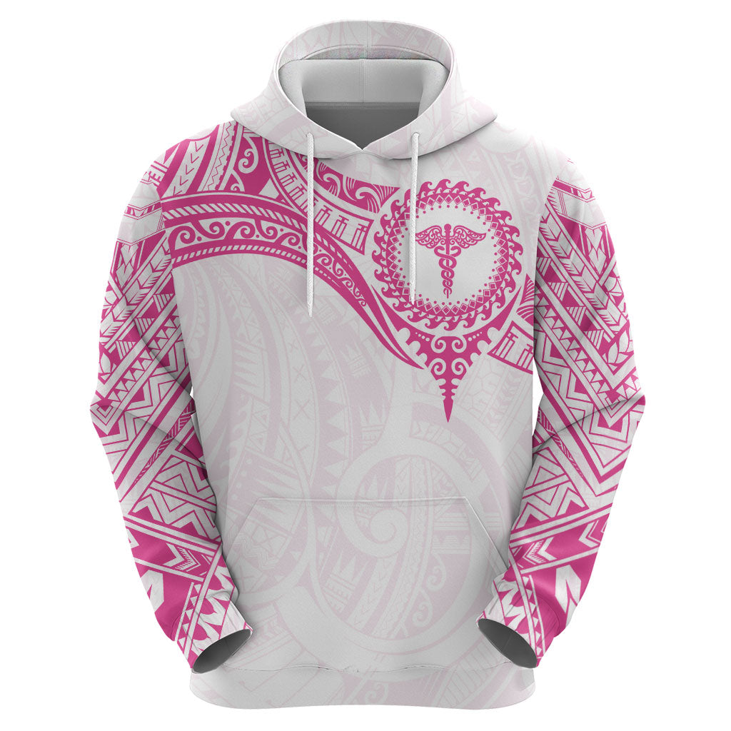 Personalised New Zealand Aotearoa Hoodie Nurse Tribal Pink Version LT05 - Polynesian Pride