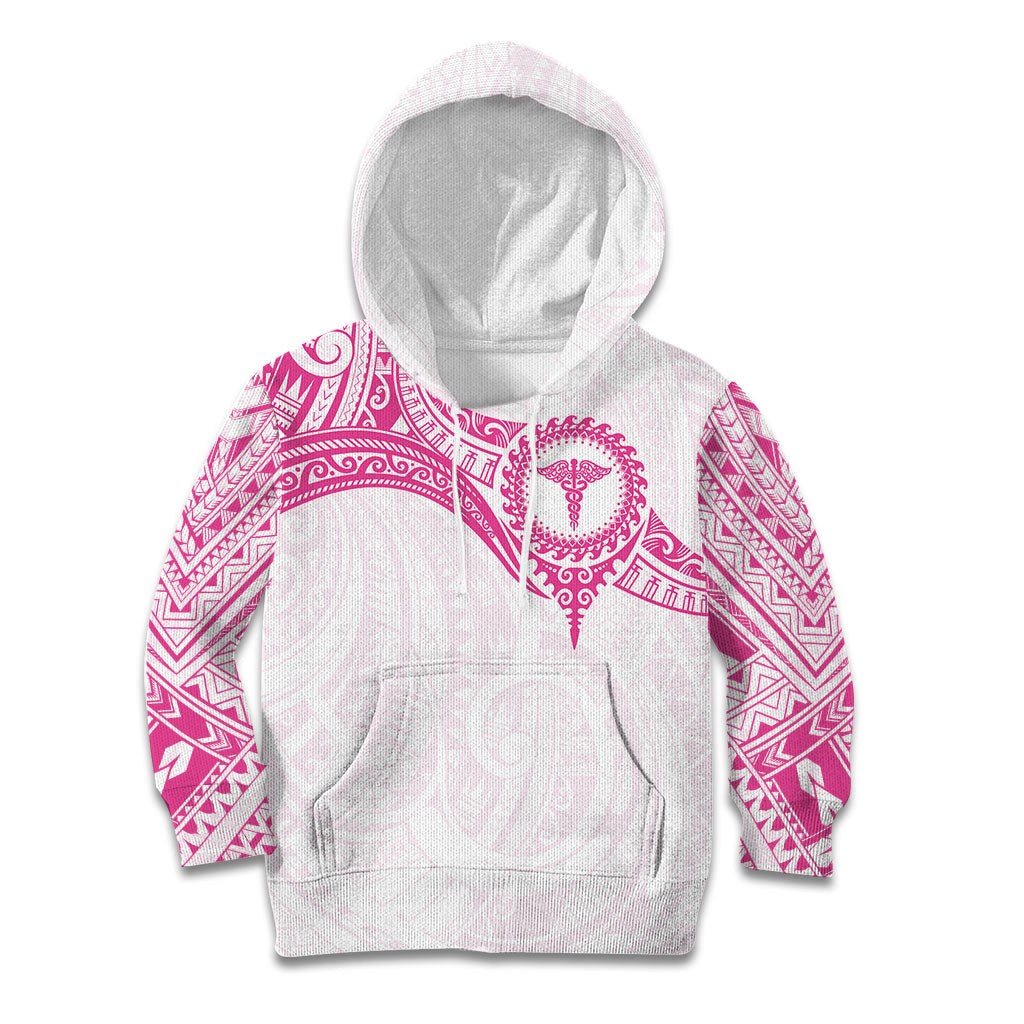 Personalised New Zealand Aotearoa Kid Hoodie Nurse Tribal Pink Version LT05 Hoodie Pink - Polynesian Pride