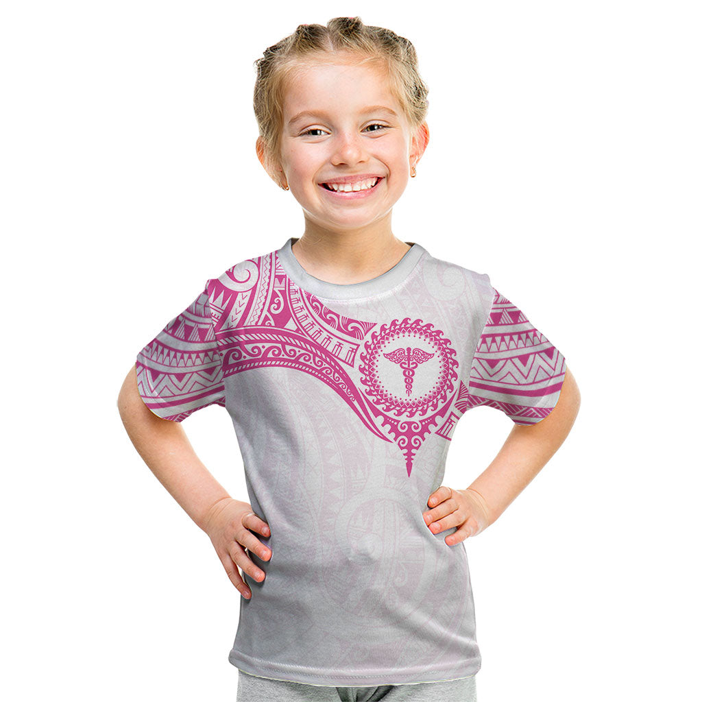 Personalised New Zealand Aotearoa Kid T Shirt Nurse Tribal Pink Version LT05 Pink - Polynesian Pride