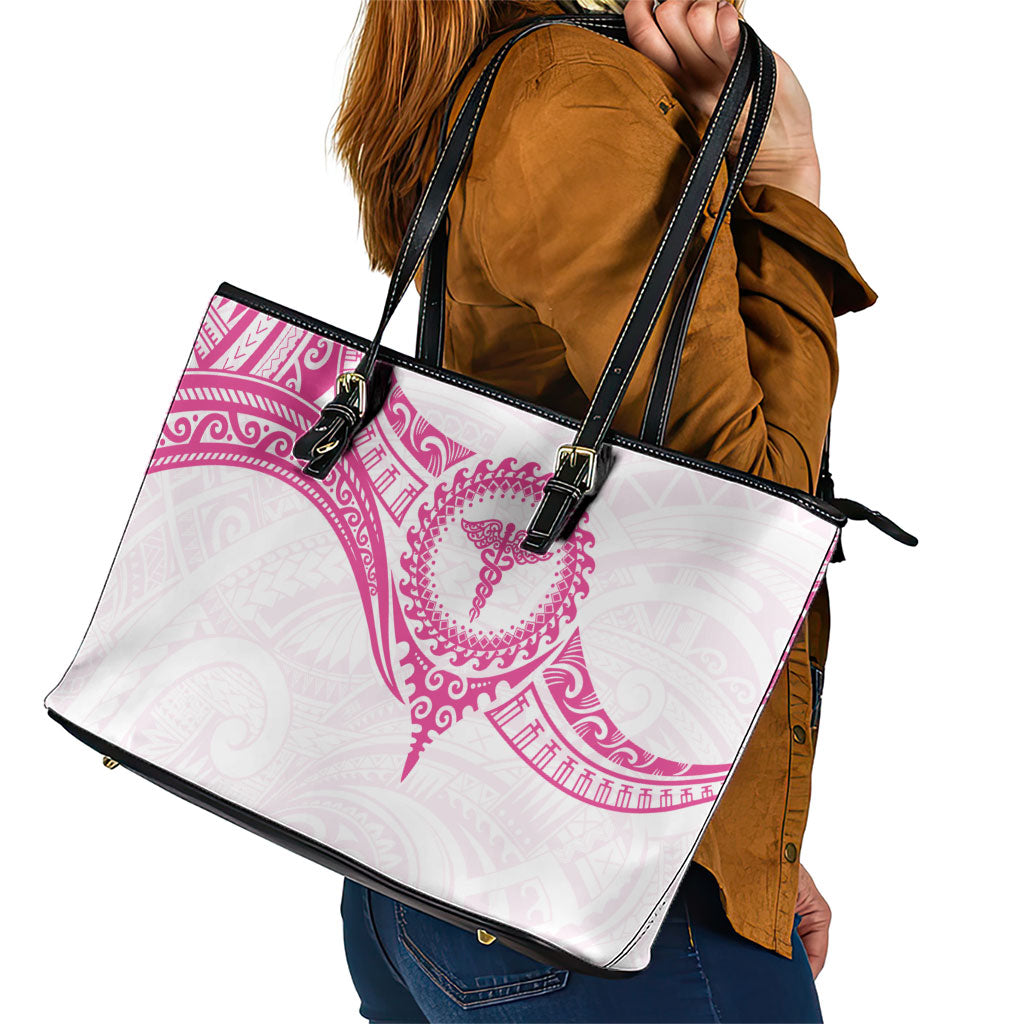 New Zealand Aotearoa Leather Tote Bag Nurse Tribal Pink Version LT05 - Polynesian Pride