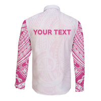 Personalised New Zealand Aotearoa Long Sleeve Button Shirt Nurse Tribal Pink Version LT05 - Polynesian Pride