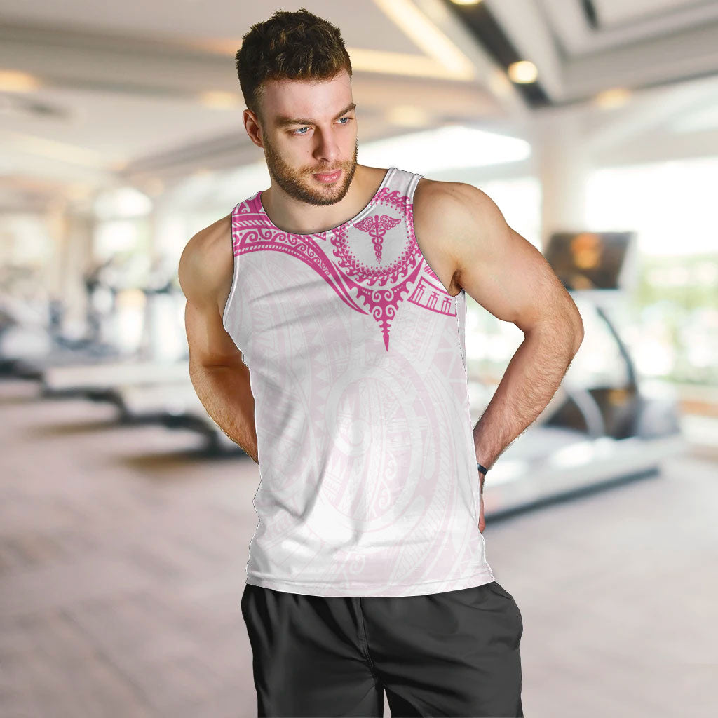 Personalised New Zealand Aotearoa Men Tank Top Nurse Tribal Pink Version LT05 Pink - Polynesian Pride