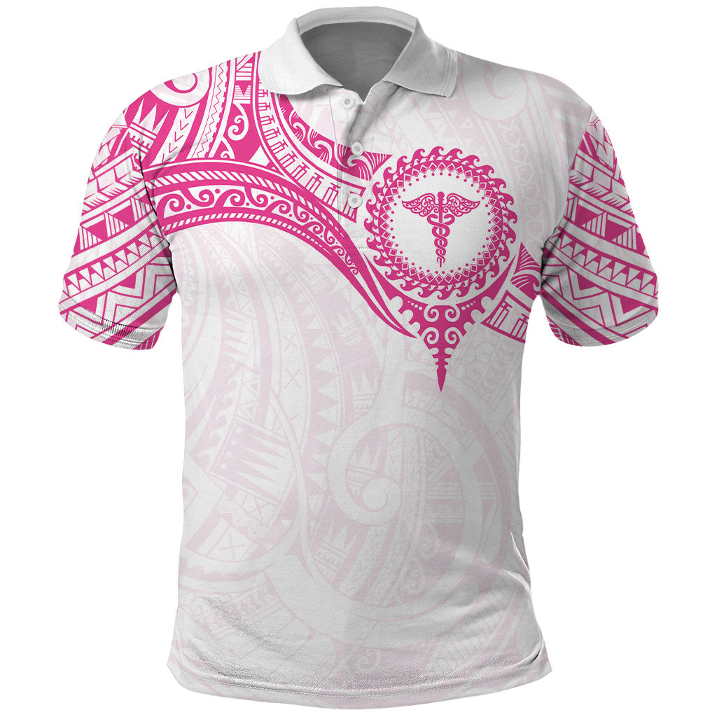 Personalised New Zealand Aotearoa Polo Shirt Nurse Tribal Pink Version