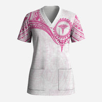 Personalised New Zealand Aotearoa Scrub Top Nurse Tribal Pink Version LT05 Adult Pink - Polynesian Pride
