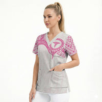 Personalised New Zealand Aotearoa Scrub Top Nurse Tribal Pink Version LT05 - Polynesian Pride