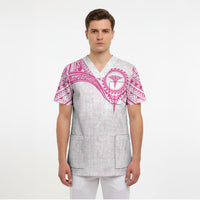 Personalised New Zealand Aotearoa Scrub Top Nurse Tribal Pink Version LT05 - Polynesian Pride